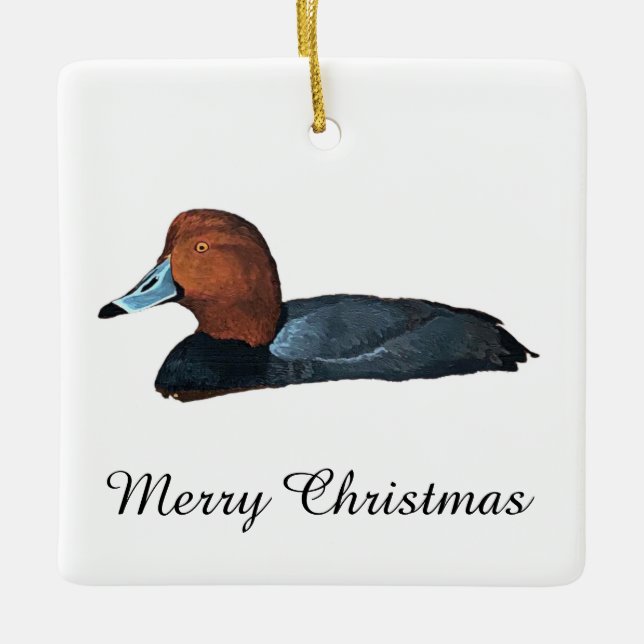 Redhead Duck Ceramic Ornament (Front)