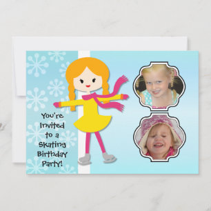 Redhead Girl Birthday Skating Party Invitation
