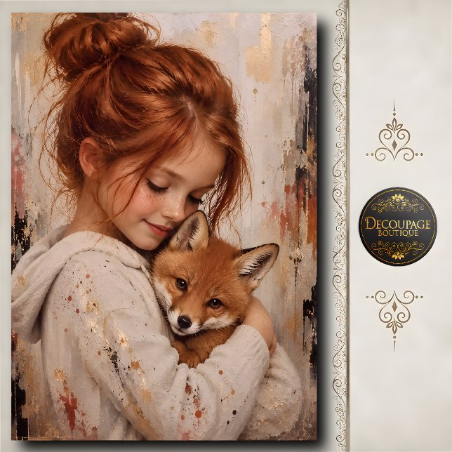 Redhead Girl Fox Decoupage Tissue Paper (Redhead Girl Fox Decoupage Tissue Paper)