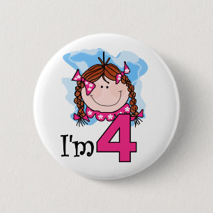 Redhead Girl I'm Four 6 Cm Round Badge