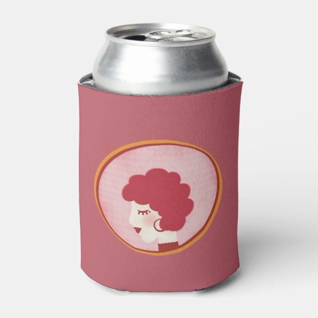 Redhead Girl in the Mirror  Can Cooler (Can Front)