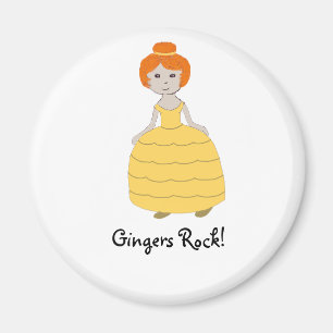 Redhead Girl in Yellow Dress"Gingers Rock!" Magnet