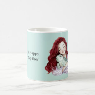 Redhead Girl Sea Turtle Happy Together Coffee Mug