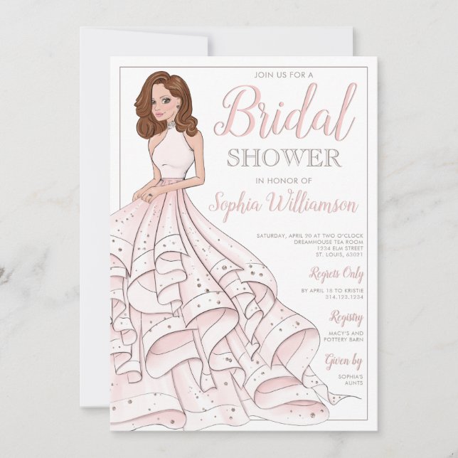 Redhead Glitter Glam Bride Bridal Shower Invitation (Front)