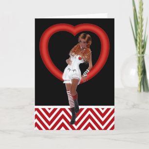 Redhead Gothic Heart Girl Valentine's Day Card