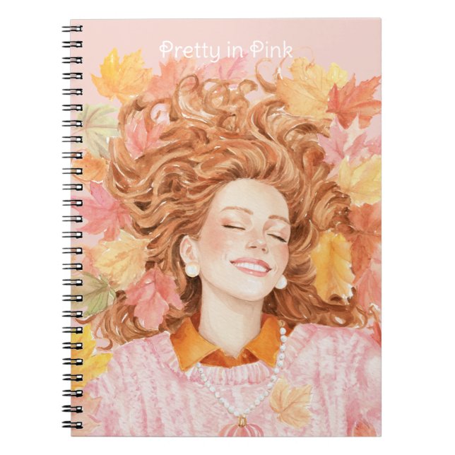 Redhead Green Yellow Pink Leaves Notebook (Front)