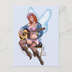 Redhead Guitar Playing Angel by Al Rio Postcard