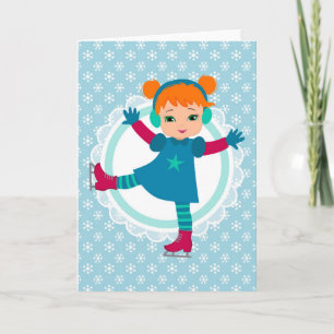 Redhead Ice Skater - Winter Sports Skating Card