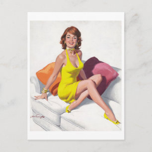 Redhead in Yellow Dress Postcard