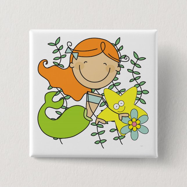Redhead Mermaid 15 Cm Square Badge (Front)