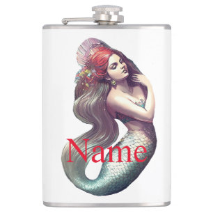 Redhead Mermaid Beauty Thunder_Cove Hip Flask
