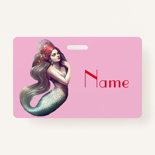 Redhead Mermaid Beauty Thunder_Cove ID Badge (Front)