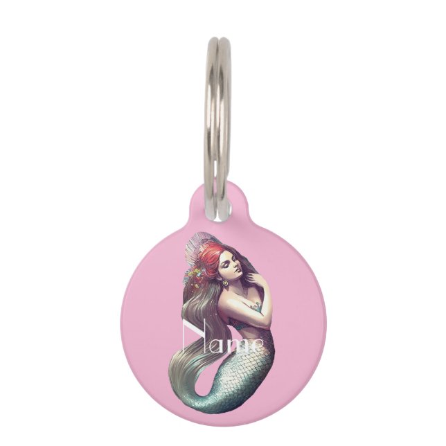 Redhead Mermaid Beauty Thunder_Cove Pet Tag (Front)