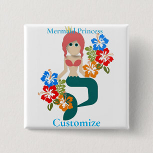 Redhead Mermaid Princess Thunder_Cove 15 Cm Square Badge