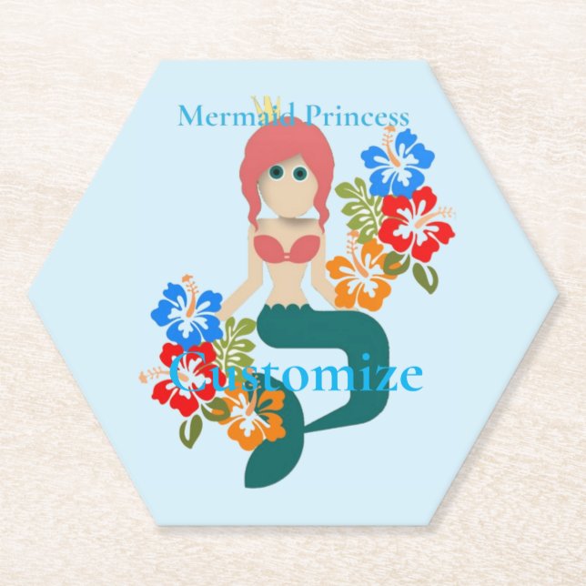 Redhead Mermaid Princess Thunder_Cove Paper Coaster (Front)