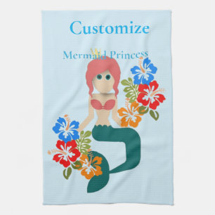 Redhead Mermaid Princess Thunder_Cove Tea Towel