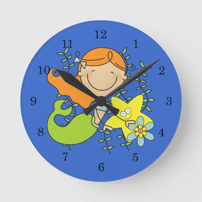 Redhead Mermaid Round Clock (Front)