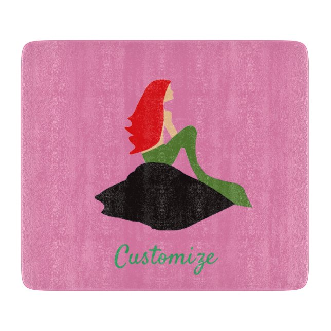 Redhead Mermaid Sitting Thunder_Cove Cutting Board (Front)