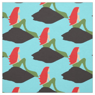 Redhead Mermaid Sitting Thunder_Cove  Fabric
