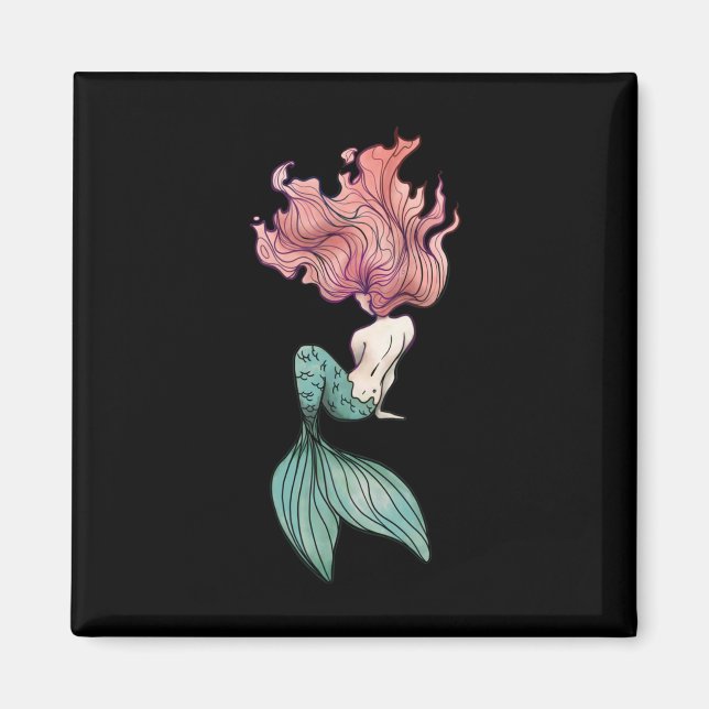 Redhead Mermaid Sticker  Magnet (Front)