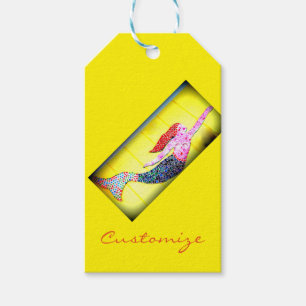 redhead mosaic mermaid gift tags