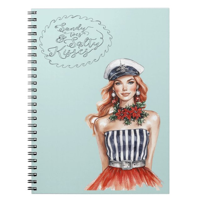 Redhead Nautical Sailing Salty Kisses Notebook (Front)