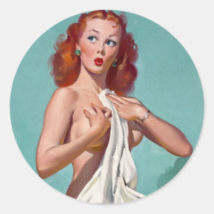 Redhead Patient Pin Up Classic Round Sticker