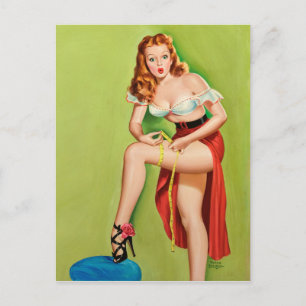 Redhead Pin Up Postcard