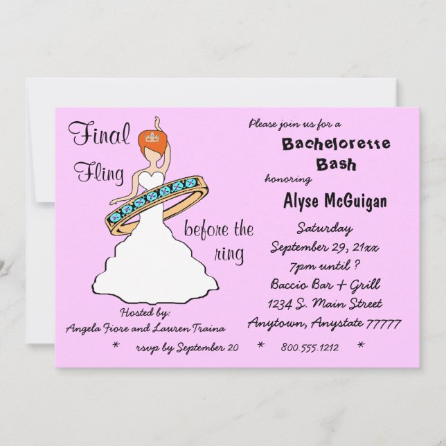 Redhead Pink Final Fling Before The Ring Invites (Front)