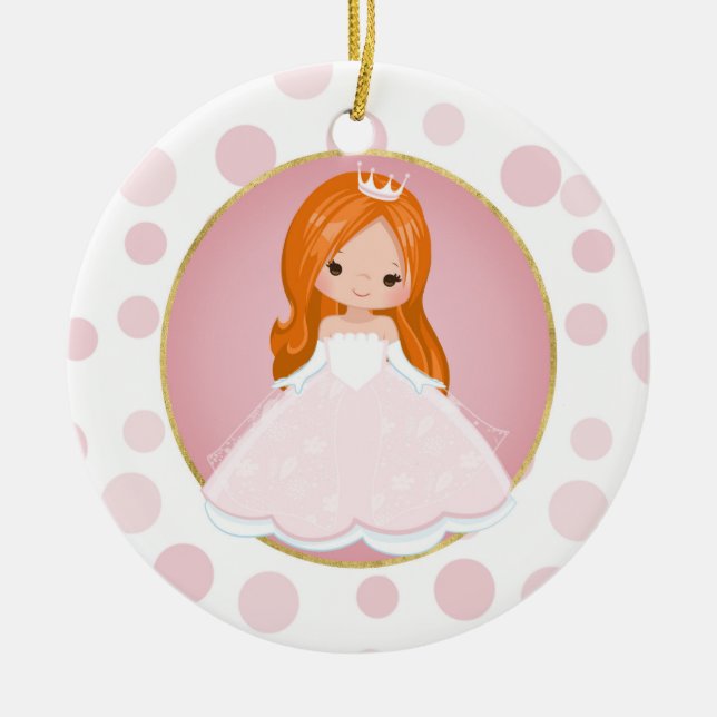 Redhead Pink Princess Ceramic Tree Decoration (Front)