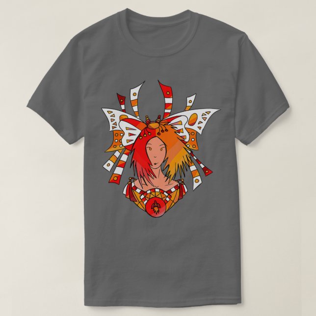 Redhead Tomboy Astronaut with Butterfly Ribbon T-Shirt (Design Front)