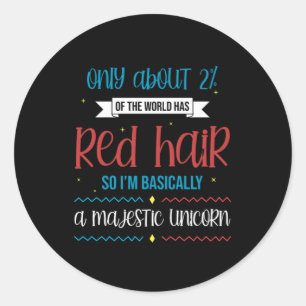 Redhead Unicorn Red Hair Ginger Redheads Gift Classic Round Sticker