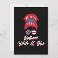 Redhead USA Flag Cute Red Hair Girls Women Graphic