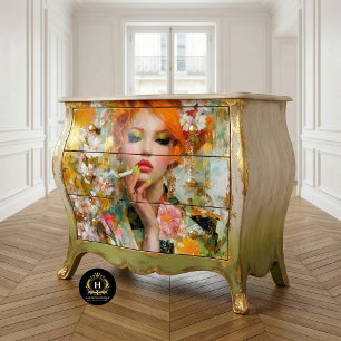 Redhead with Green Nails and Cigarette Decoupage Tissue Paper