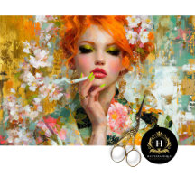 Redhead with Green Nails and Cigarette Decoupage