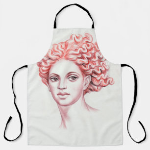 Redhead woman head stock illustration apron