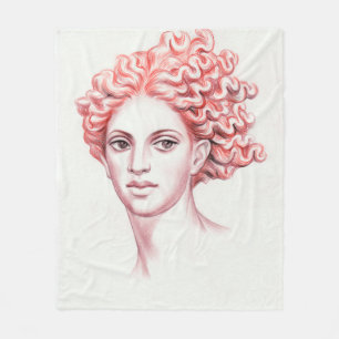 Redhead woman head stock illustration fleece blanket