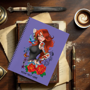 Redhead Woman Tattoos Notebook