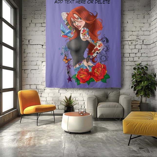 Redhead Woman Tattoos Tapestry (Creator Uploaded)