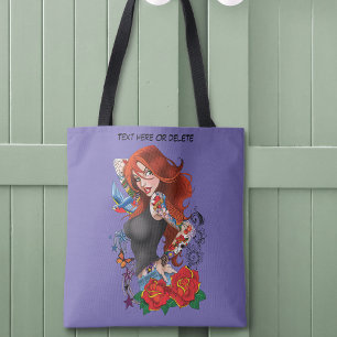 Redhead Woman Tattoos Tote Bag