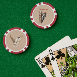 Redhead Woodpecker Bird Poker Chips