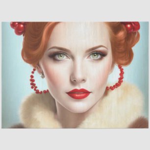 RedHeaded Beauty Vintage Retro Decoupage Furniture Tissue Paper