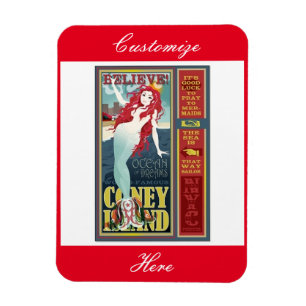 redheaded coney island mermaid magnet
