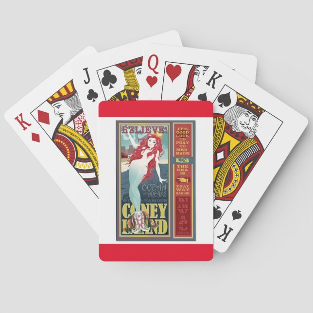 redheaded coney island mermaid playing cards (Back)