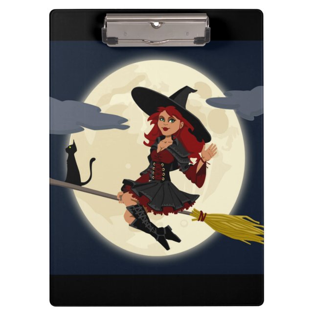 REDHEADED HALLOWEEN WITCH CLIPBOARD (Front)