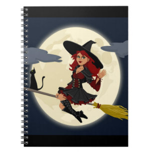 REDHEADED HALLOWEEN WITCH SPIRAL NOTEBOOK