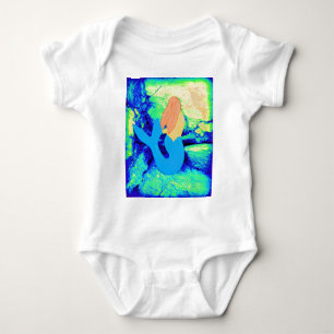 redheaded mermaid design baby bodysuit