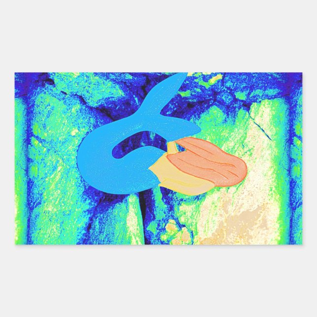 redheaded mermaid design rectangular sticker (Front)