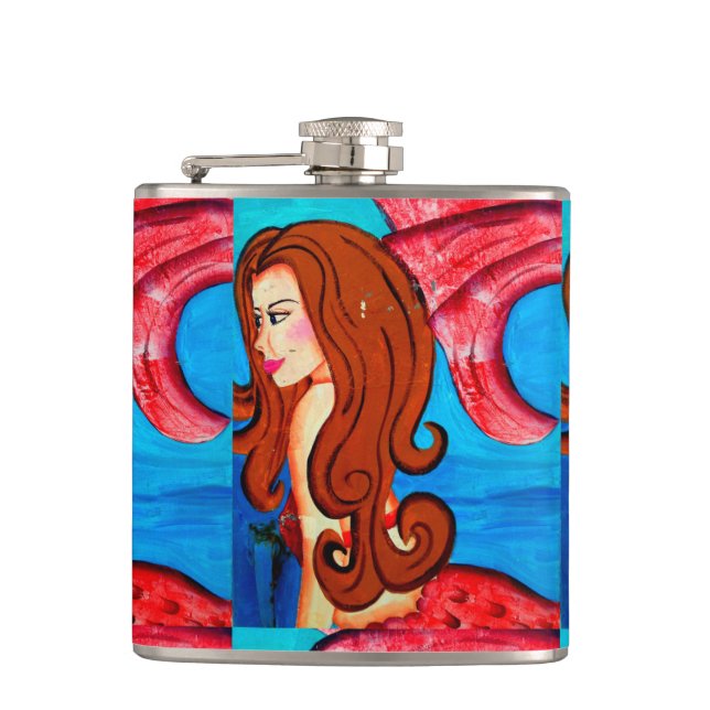 redheaded mermaid flask (Front)
