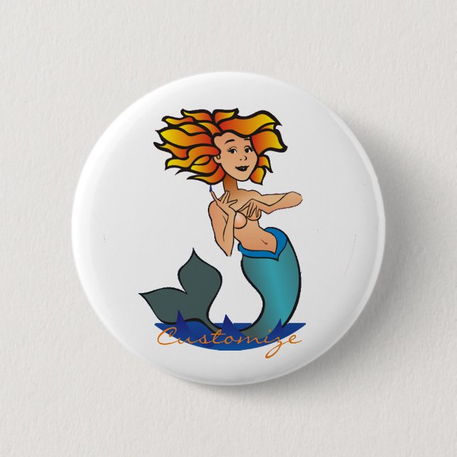 Redheaded Mermaid Thunder_Cove 6 Cm Round Badge (Front)
